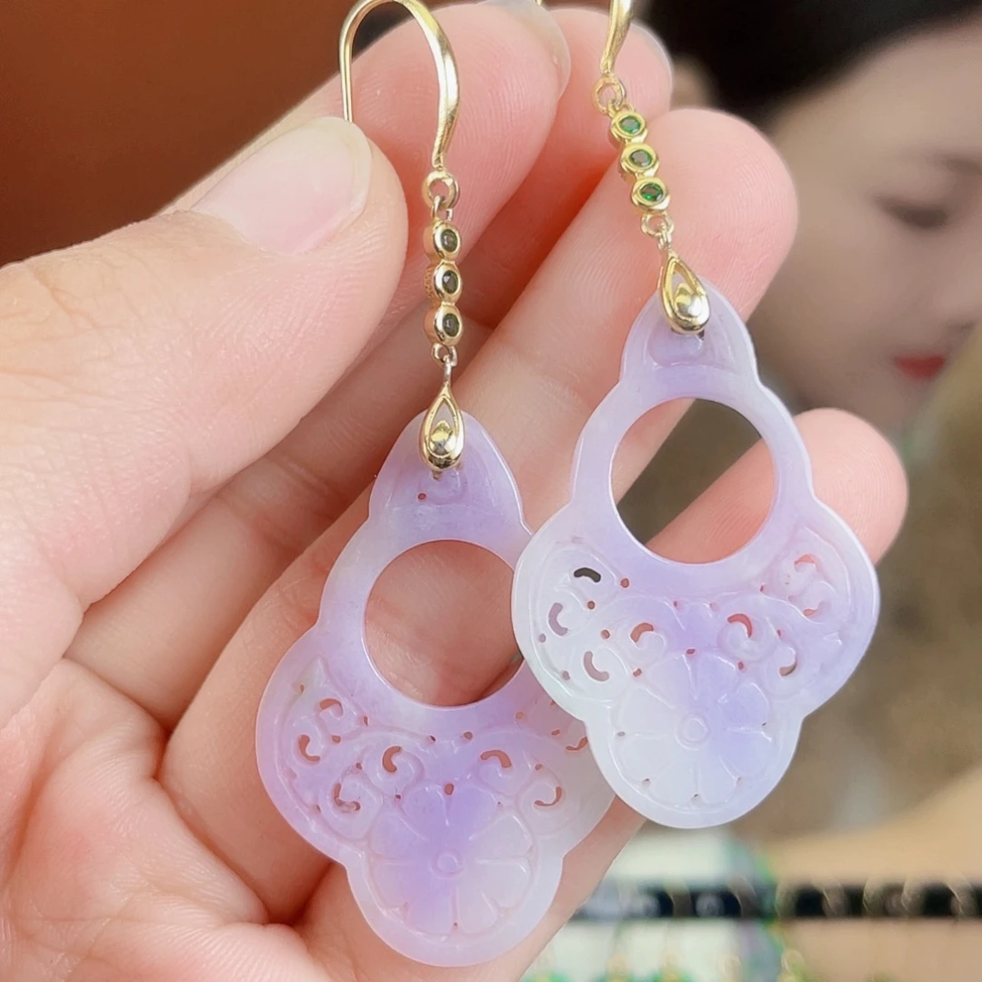 翡翠银S925镶嵌耳饰