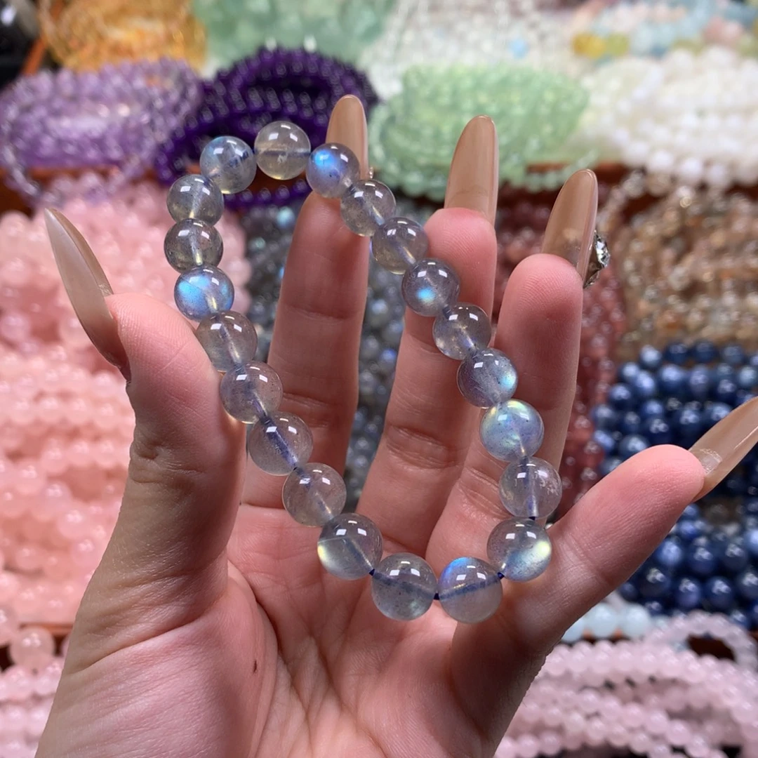 拉长石未镶嵌手链灰月光卡9