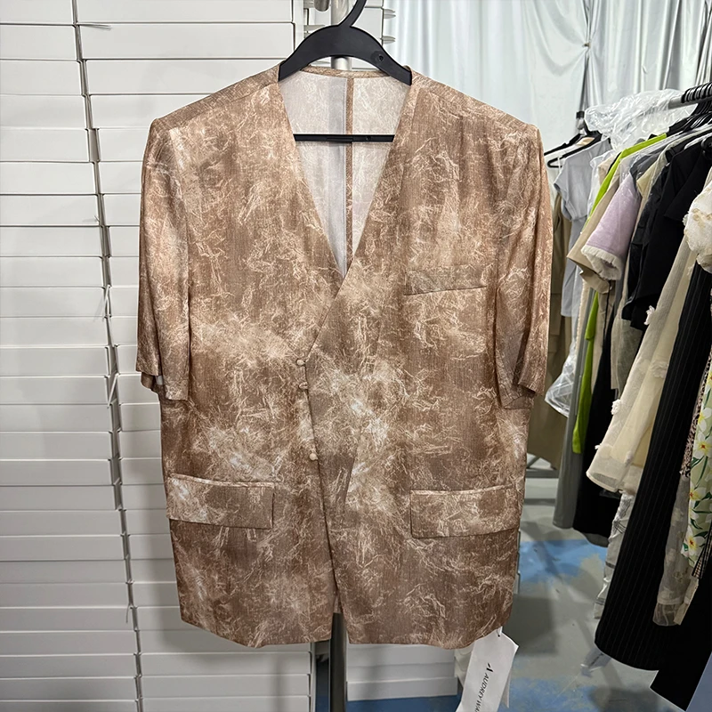 印花解构短袖西装11053