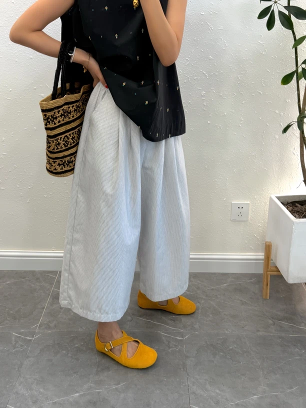 （XINGQIBA)极简风休闲棉麻九分裤