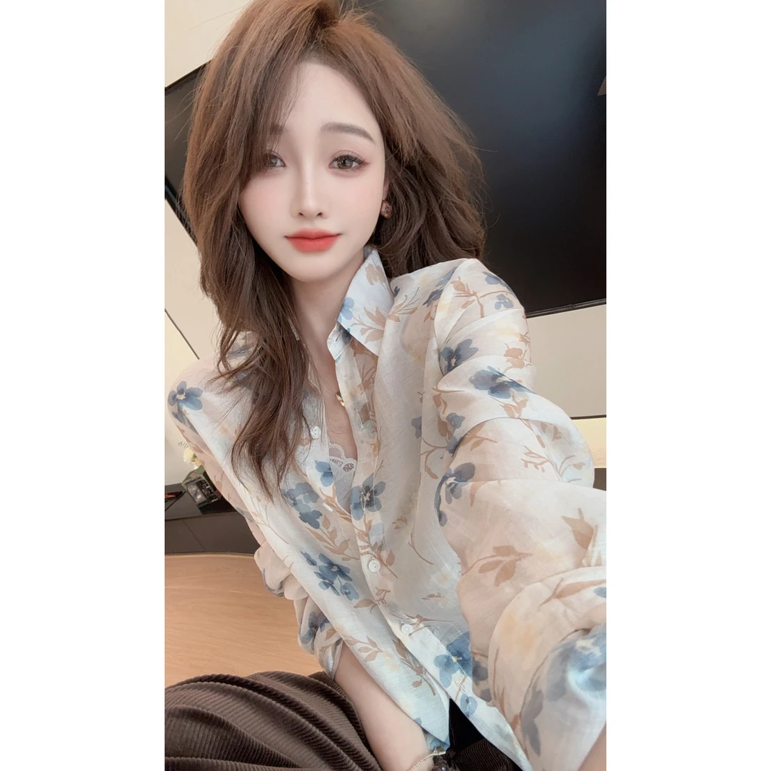 【陈陈私服】法式气质设计感碎花小衫洋气减龄显瘦长袖衬衫25082202