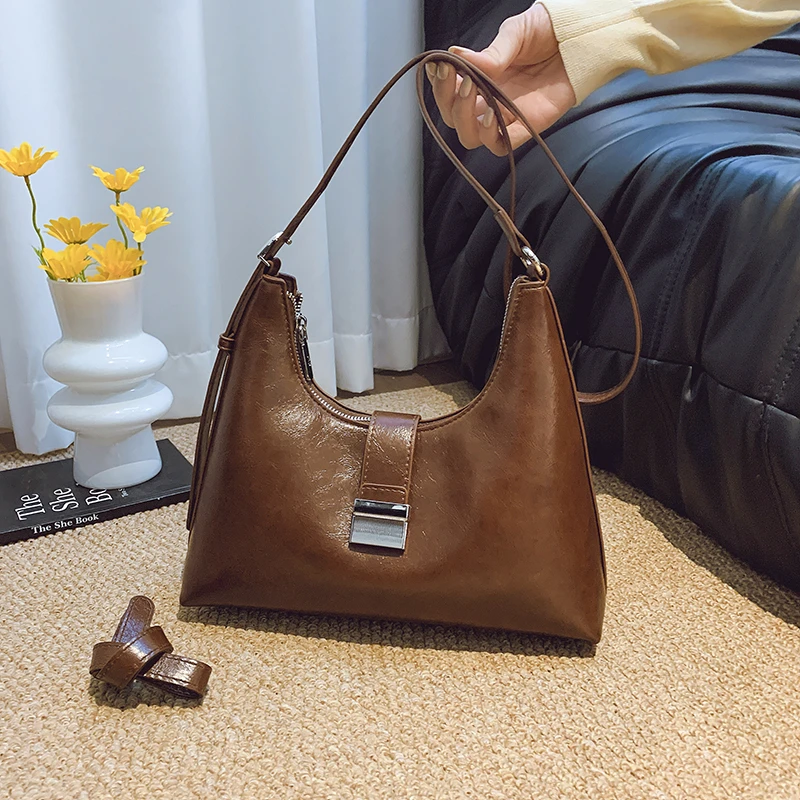 【法式饺子包】油皮腋下法棍女包新款晚会气质韩款包洋气单肩斜挎包