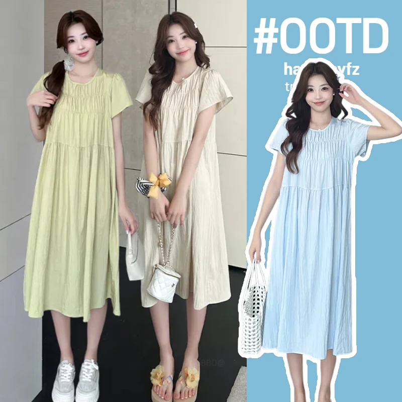 2025孕妇装夏季连衣裙新款雪纺裙冰冰凉凉不透中长款孕妇连衣裙
