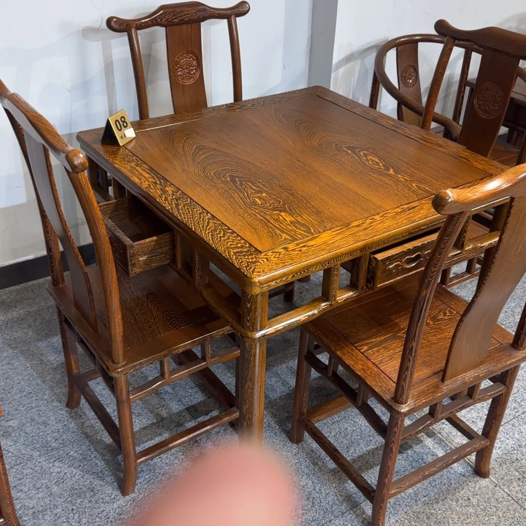 鸡翅木类成套家具90✖️90高78一桌四椅