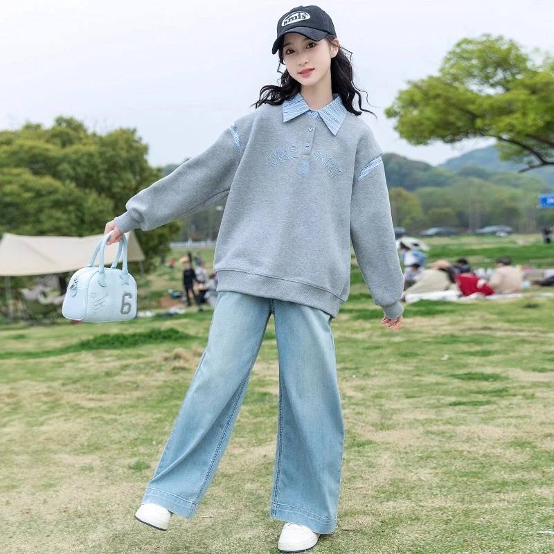 女童卫衣春秋款2025新款中大童洋气时髦秋季休闲时尚百搭长袖上衣