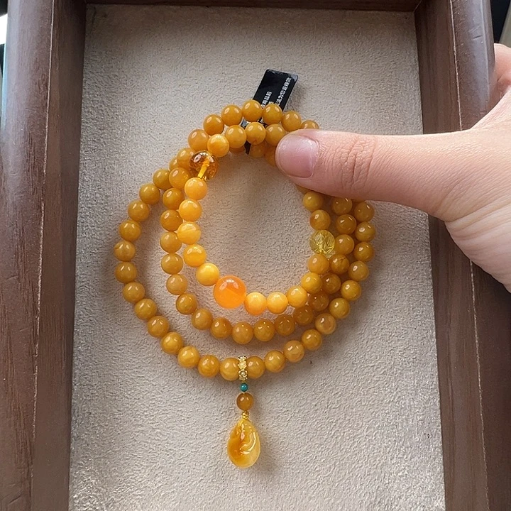 蜜蜡未镶嵌手链7.1mm蜜蜡手串