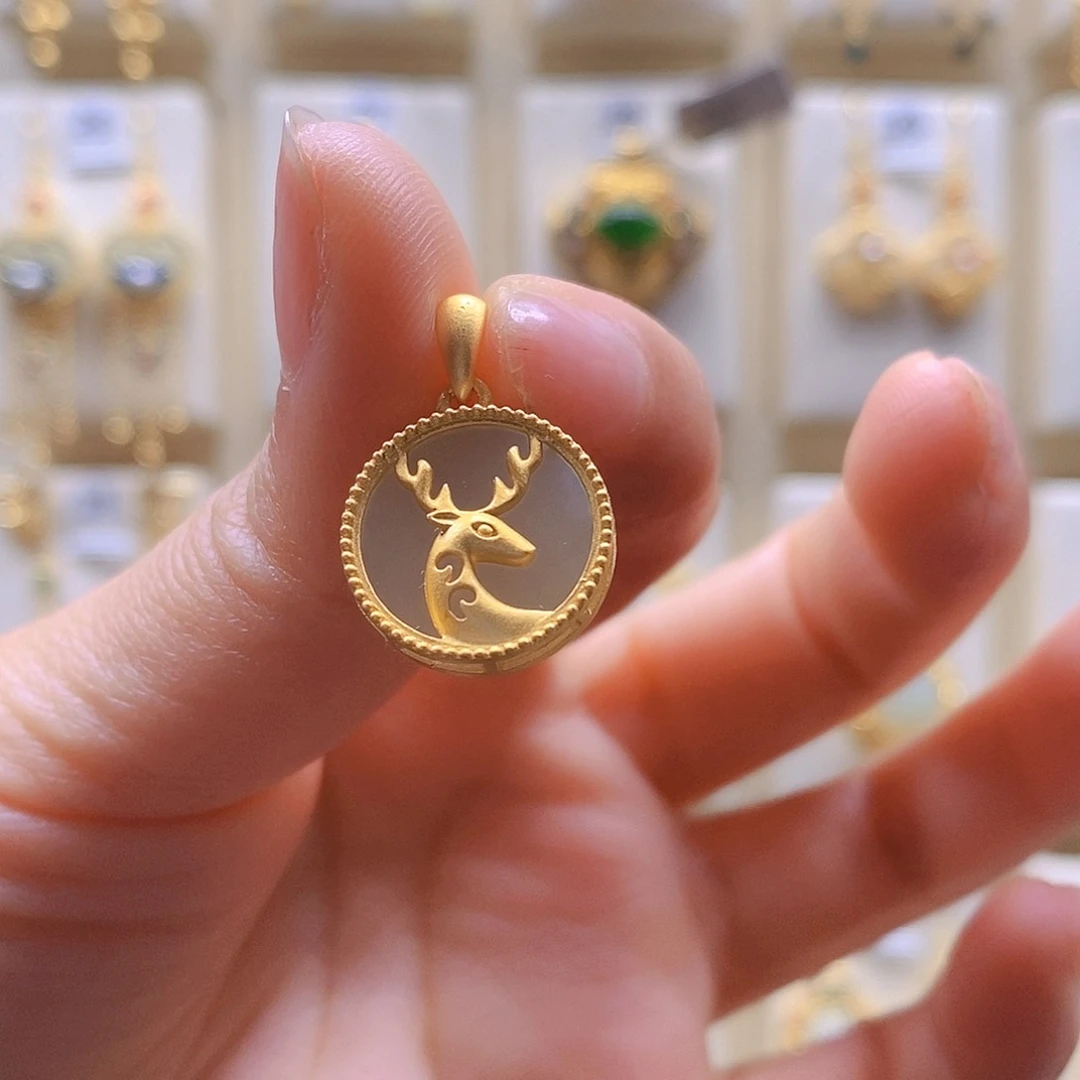 和田玉颈饰银S925镶嵌