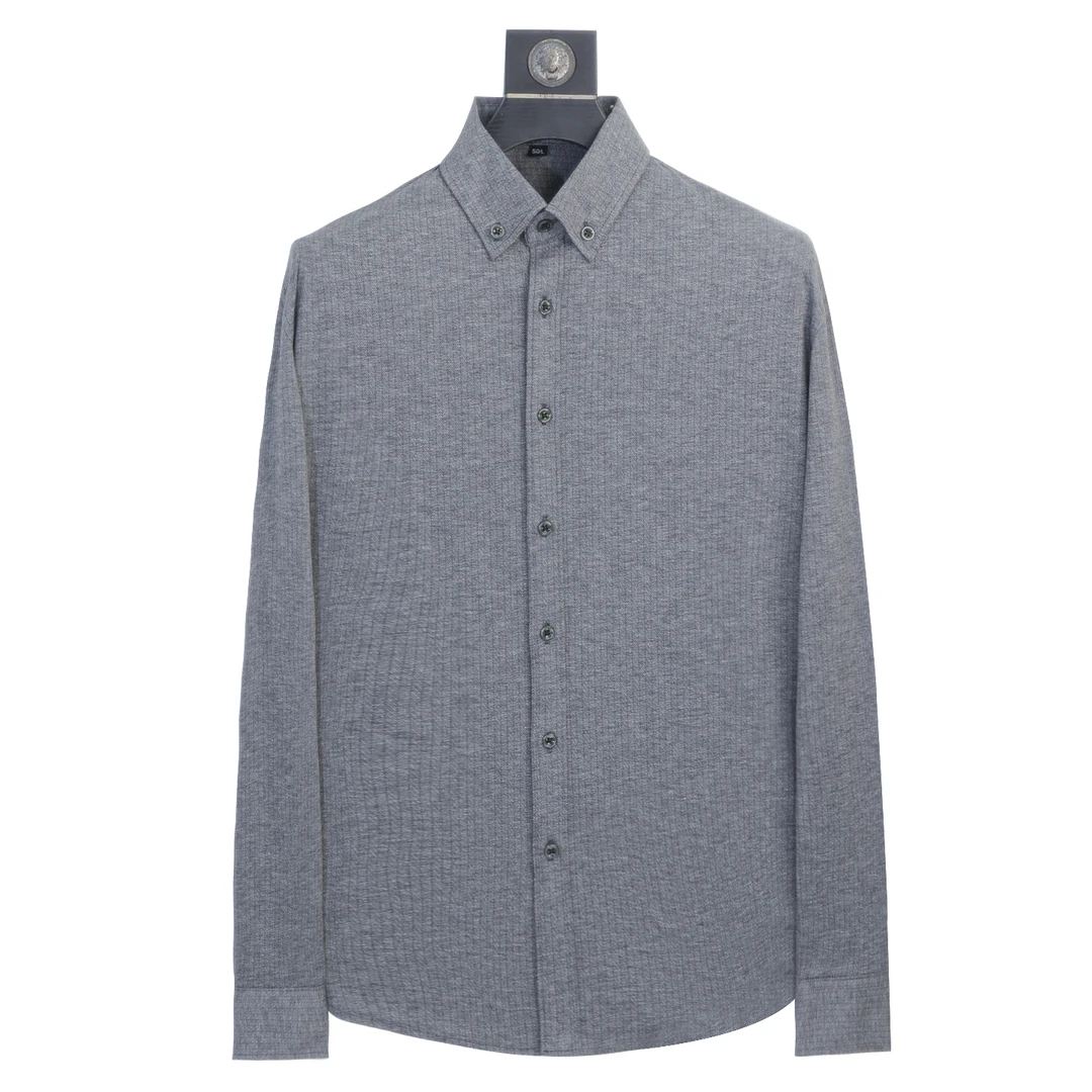 秋冬新款条纹免烫磨毛男士长袖衬衫高级感商务袖线百搭时尚衬衣