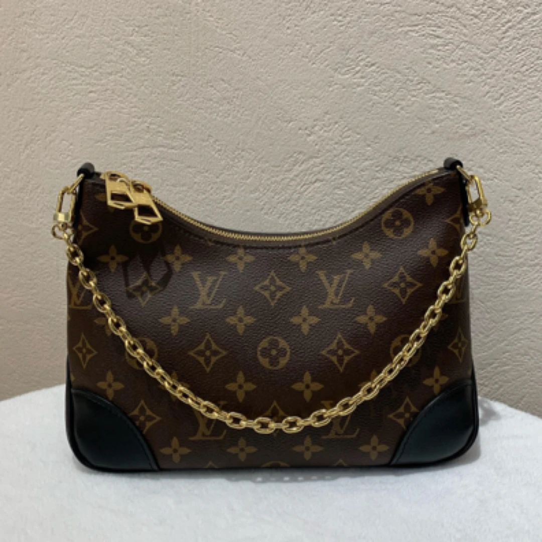 99新 LouisVuitton/路易威登 老花黑牛角斜挎单肩包