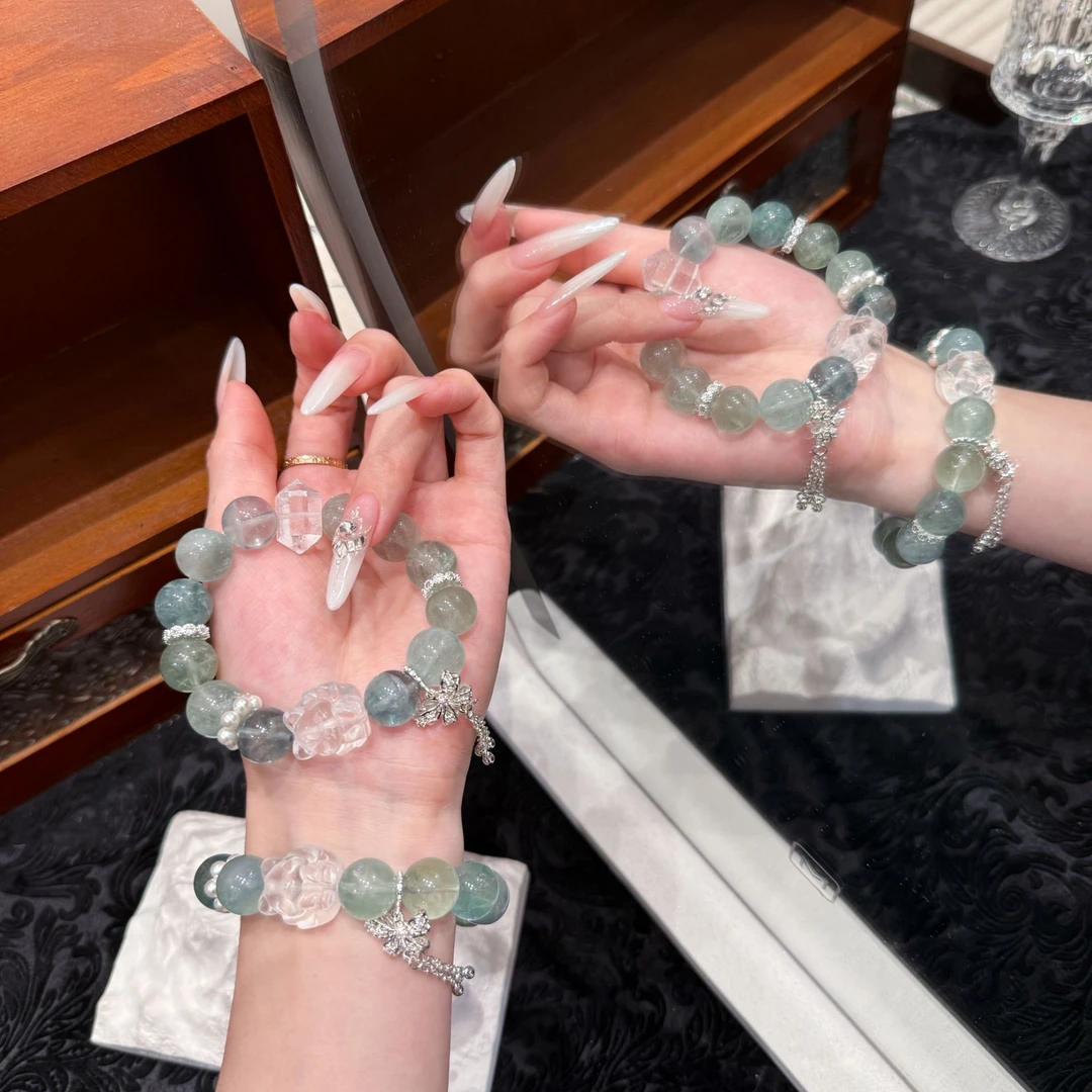 【薄荷泡泡】天然水晶绿萤石手串女生2025年新款显白温柔手链