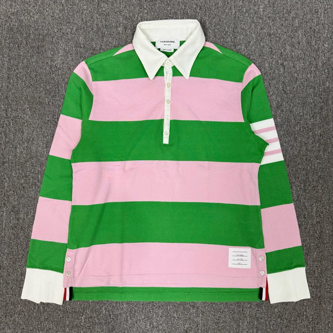 99新 THOMBROWNE 12672885 nz TB四条纹条纹polo长袖 0码