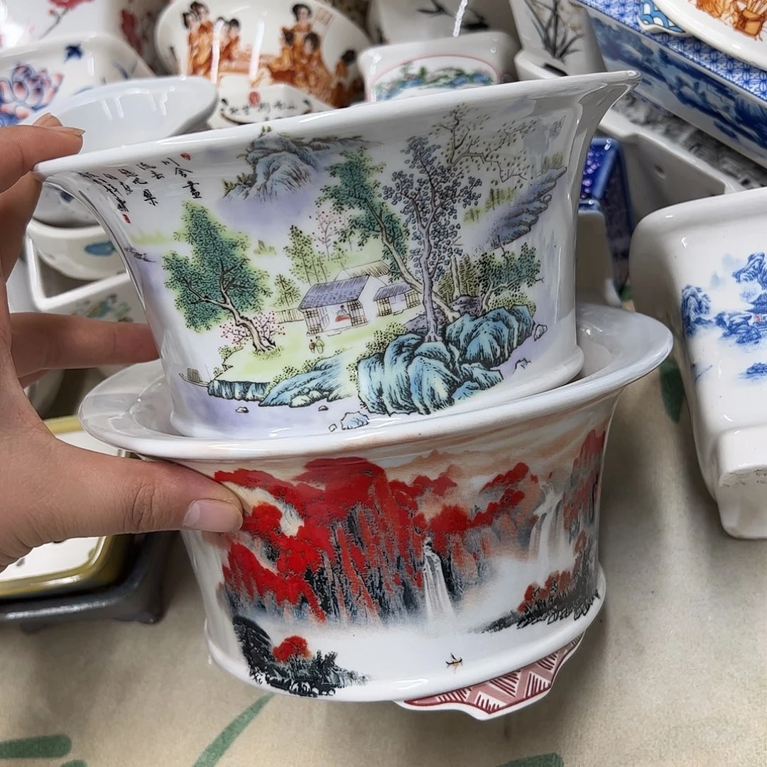 紫砂花盆836号瑕疵2个19.5/10cm口不正处理介意勿拍