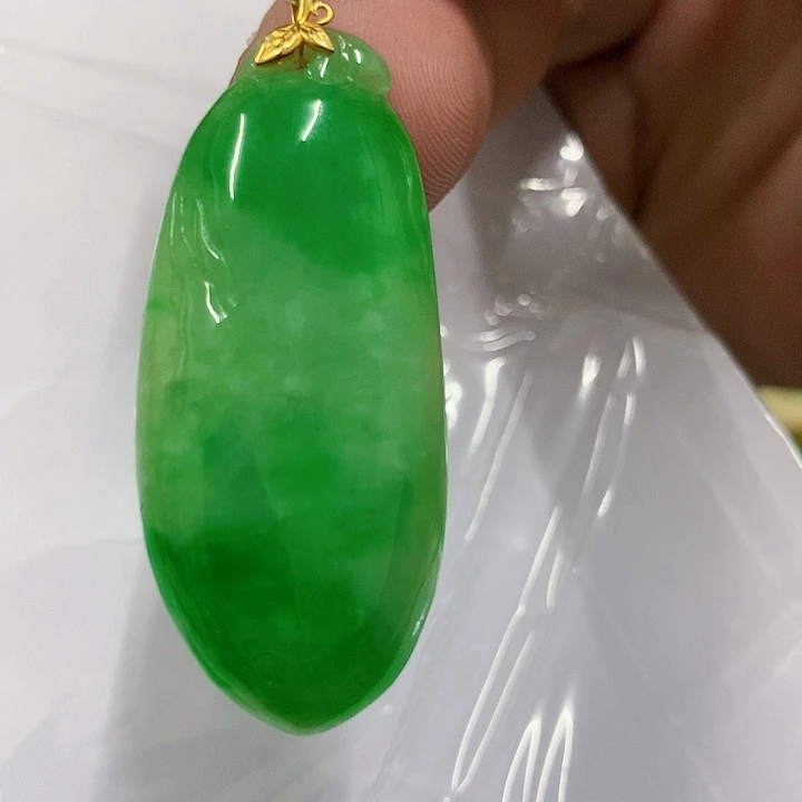 翡翠18K金镶嵌吊坠(不含链)挂件