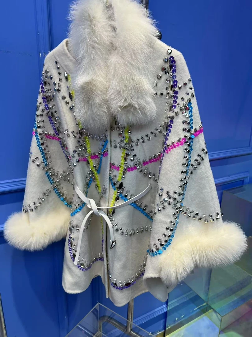 A81295 女款气质时尚女士编织设计师重工秋冬小香风牛仔轻奢外套