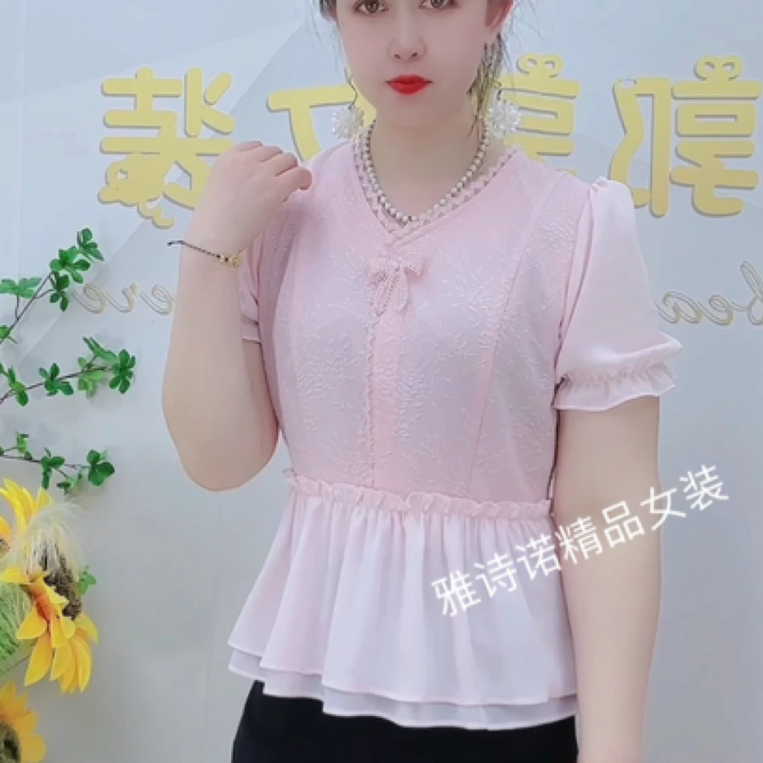 夏季新款短袖2025衬衫收腰上衣国风小衫爆款气质洋气别致小清新