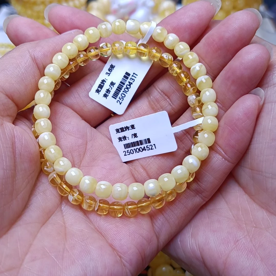 蜜蜡手链未镶嵌有****芳俄料蜜蜡双圈手串