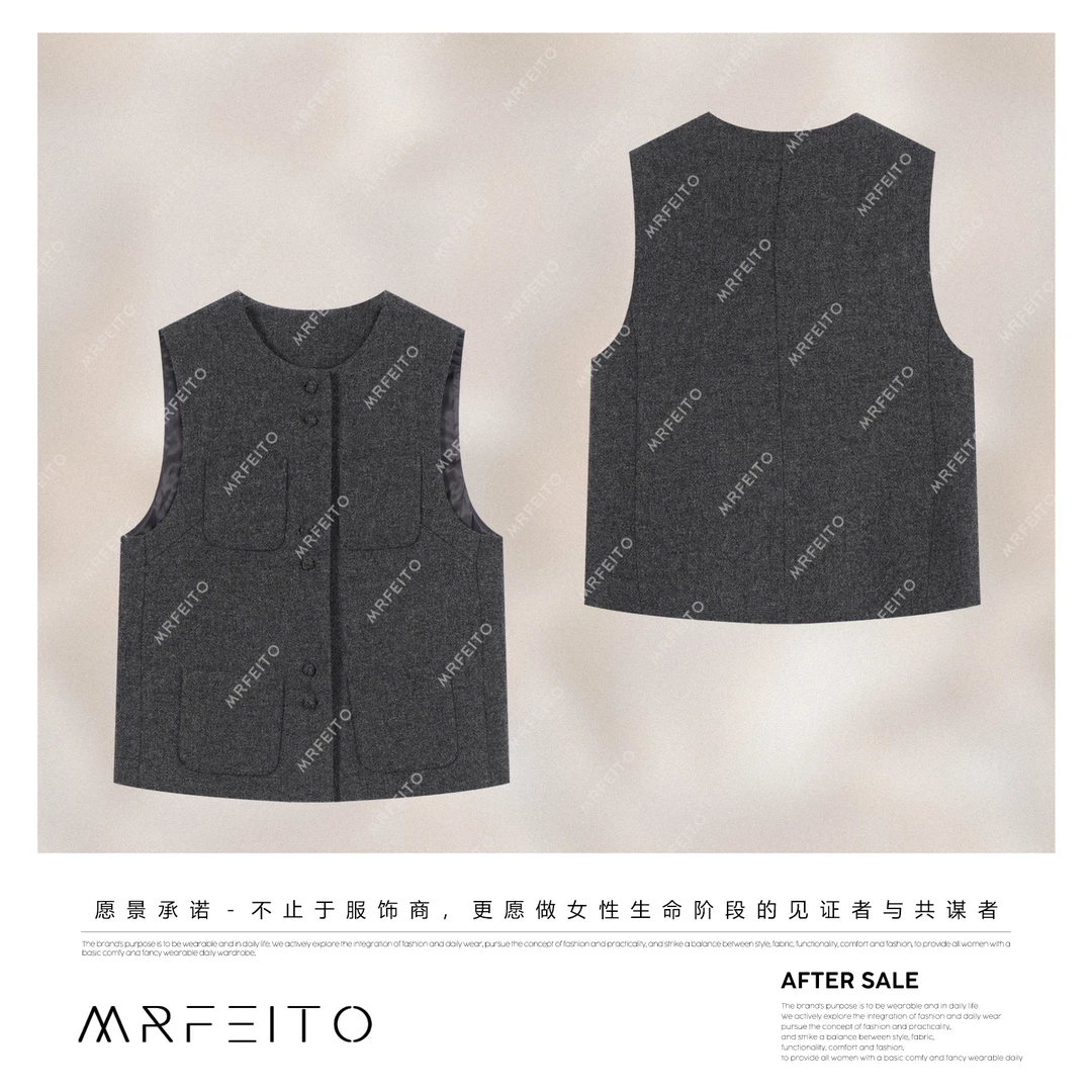 MRFEITO【巴黎之夜】高定100澳毛设计师高智感马甲H310MA02D33546