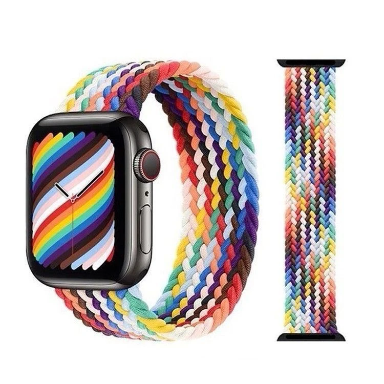 适用彩虹表带单圈编织尼龙SE手表Ultra男女款49/45/44华强北表带