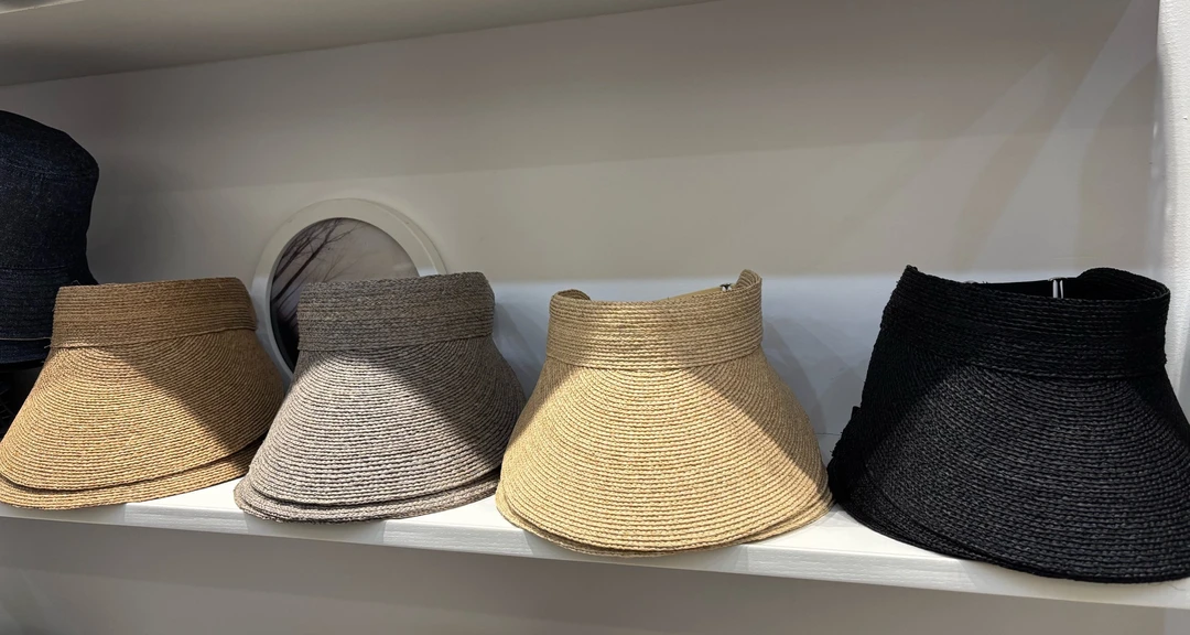 【简涉】夏季大檐空顶遮阳帽拉菲草发箍式百搭休闲无顶沙滩太阳草帽