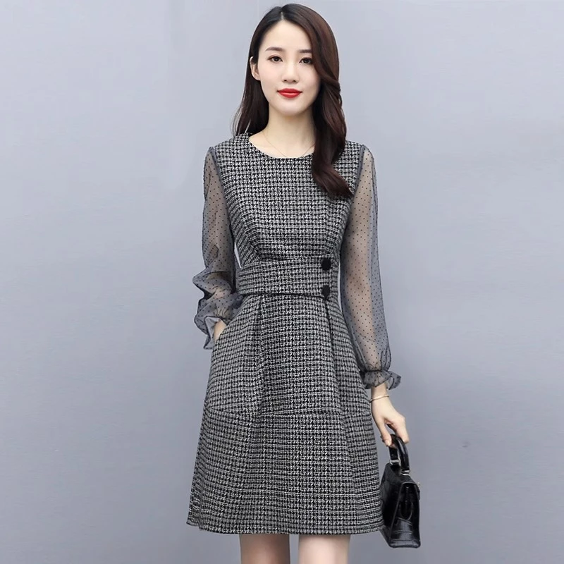 长袖高档连衣裙女春秋2025新款广州十三行爆款气质高端小个子裙子