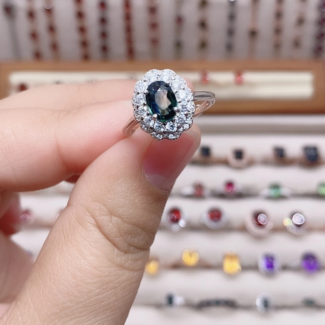 银S925镶嵌蓝宝石戒指戒指