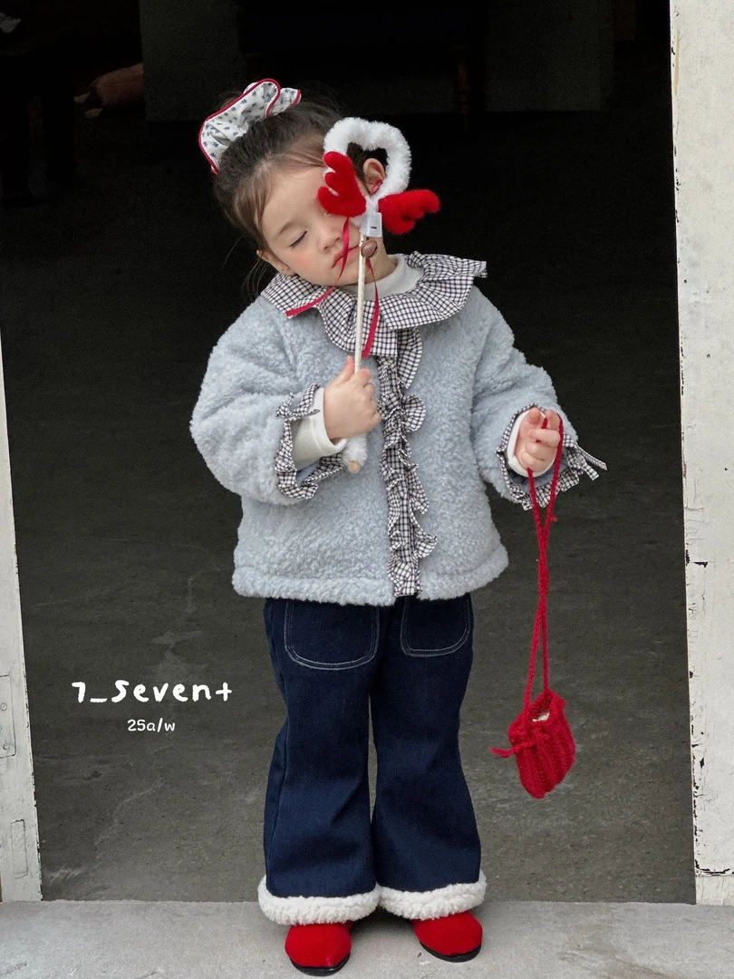 【正版】7seven～25冬女童毛毛束脚牛仔裤7348
