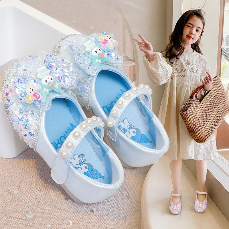 ABC女童鞋子2025春秋水晶鞋学生鞋子软底舞蹈公主鞋宝宝时尚单鞋