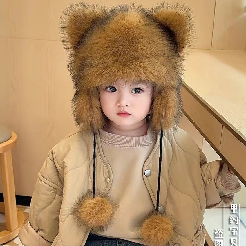 可爱小浣熊帽子女秋冬季成人雷锋帽毛绒绒保暖漠河防寒护耳