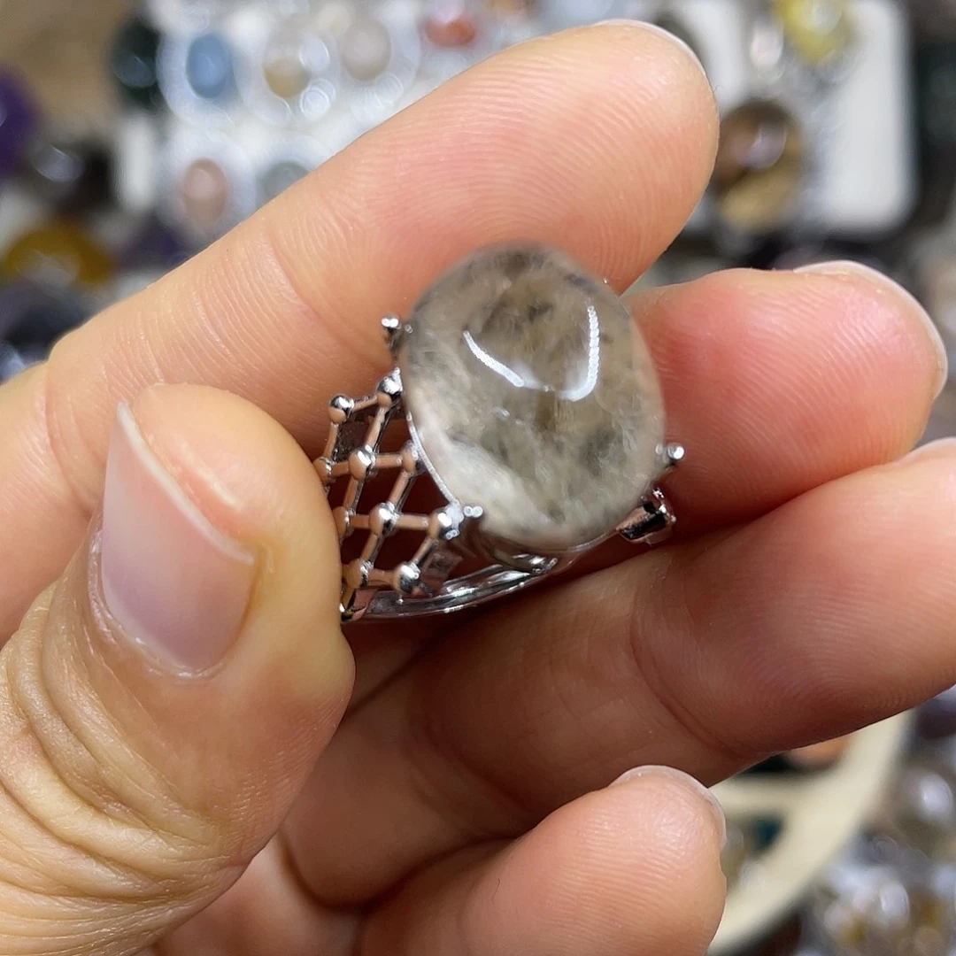 【闪购商品】银S925镶嵌珠宝半成品水晶戒指