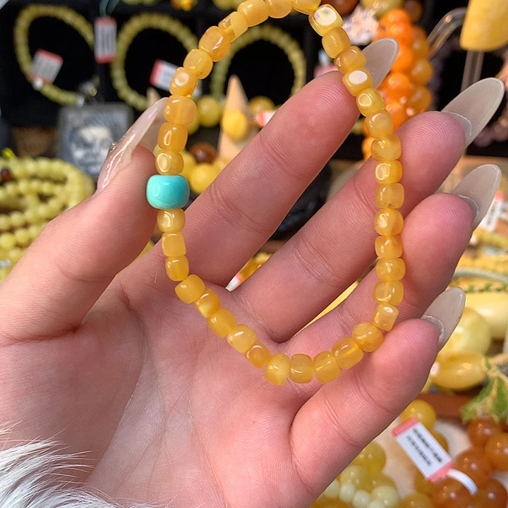 琥珀手链未镶嵌蜜蜡手串方糖