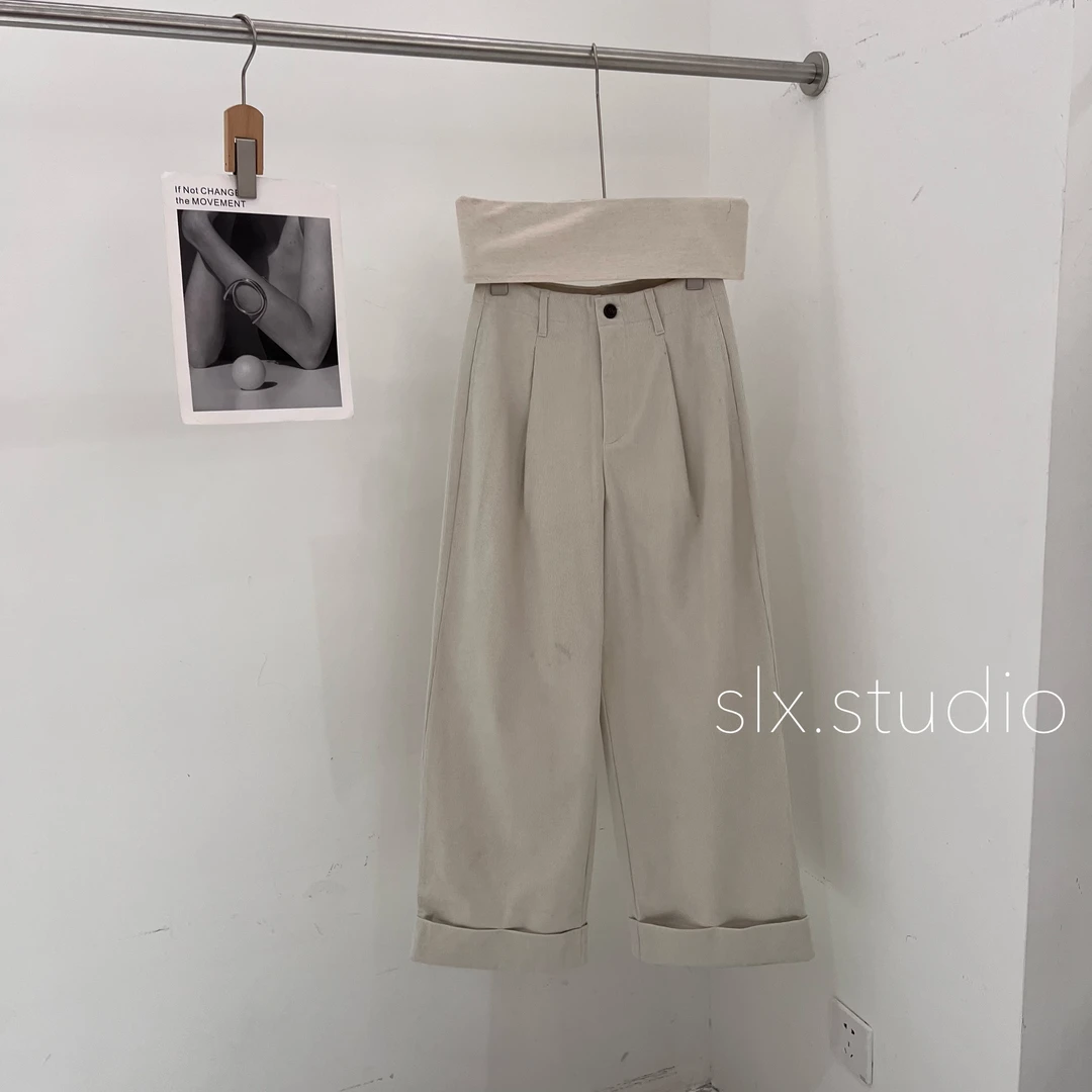 slx@ 96260 卷边直筒裤