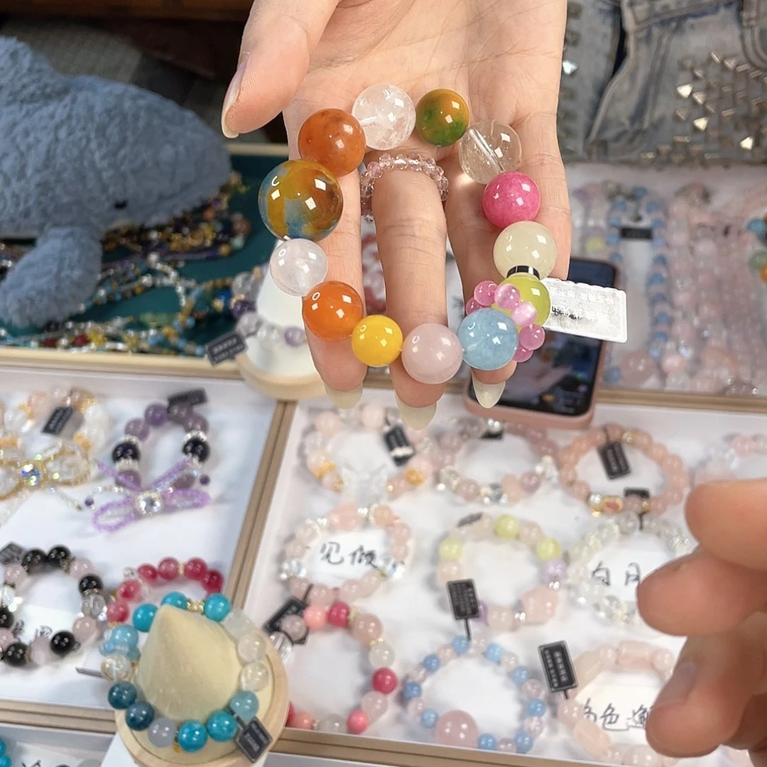 水晶手链银S925镀金镶嵌