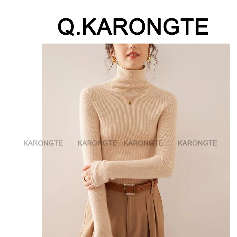 【秋冬不可缺】一线成衣抽条堆堆领山羊绒简约修身显瘦针织套头毛衣