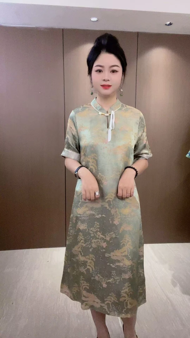 亭台楼阁-新中式国风复古宽松显瘦提花连衣裙