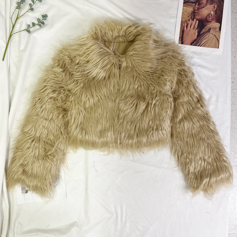 24086荒野短夹克计感短款毛毛外套秋冬厚外套上衣女外套