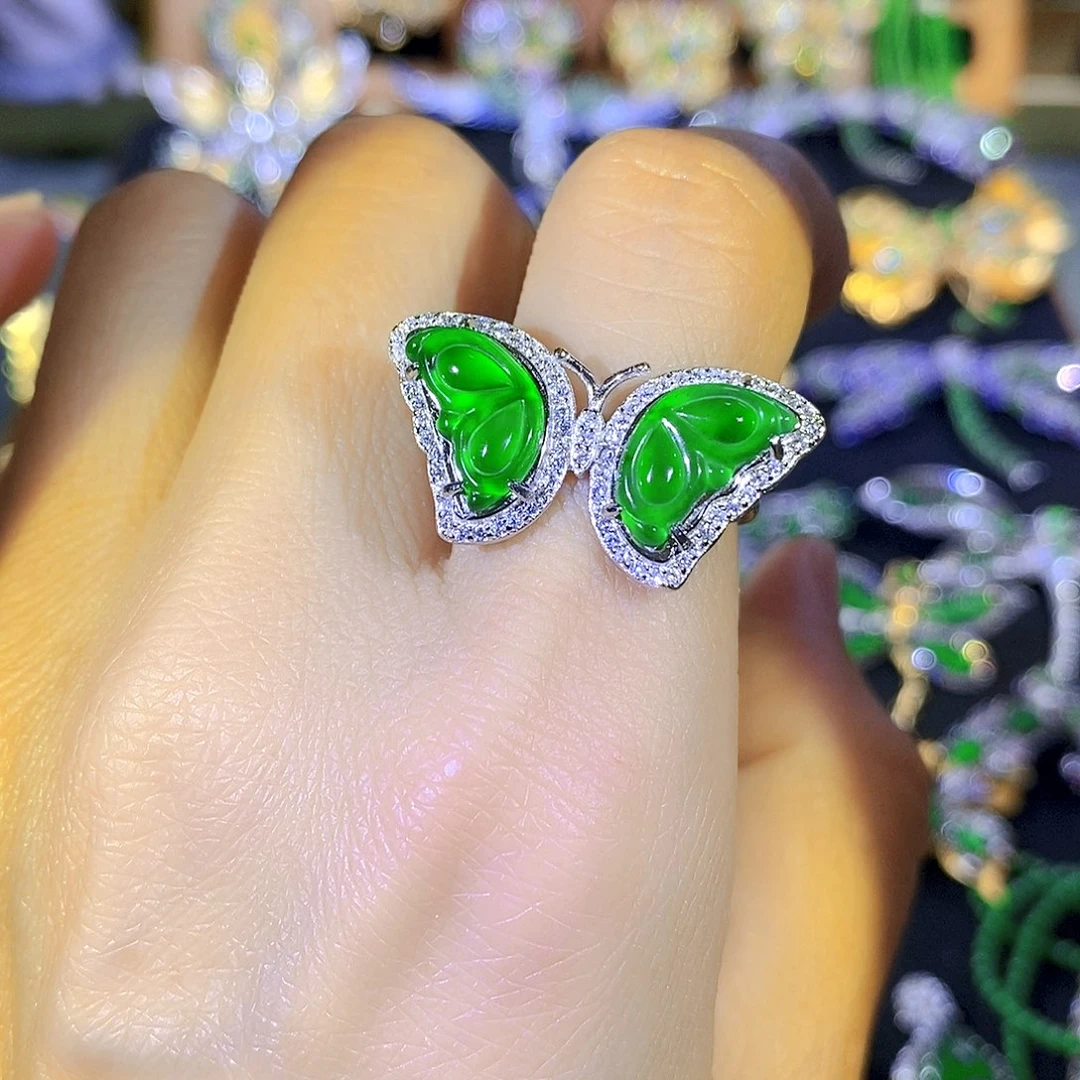 吊坠(不含链)银S925镶嵌翡翠