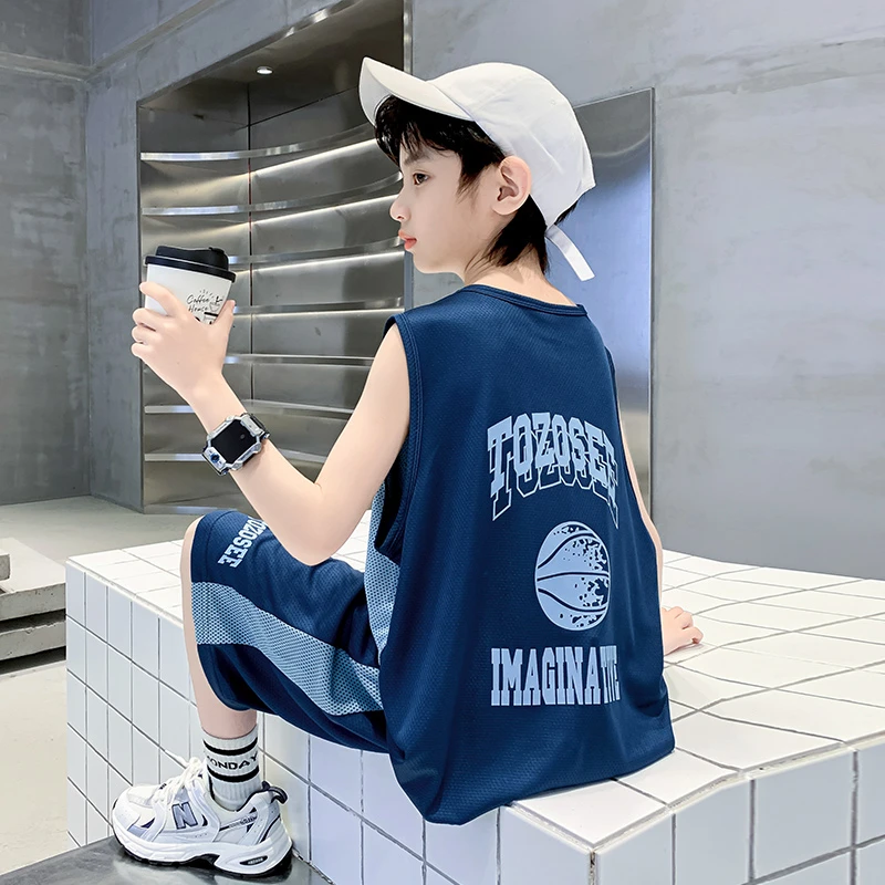 男童夏季背心无袖套装2025新款中大儿童运动潮【百岁童】WG3983