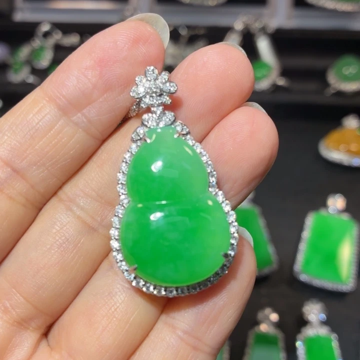 翡翠18K金镶嵌吊坠(不含链)翡翠