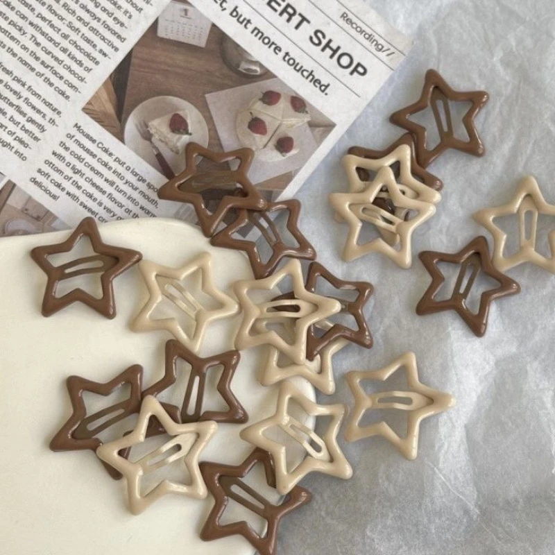 米咖色ins星星对夹五角星bb夹卡碎发元气少女发卡刘海可爱公主夹