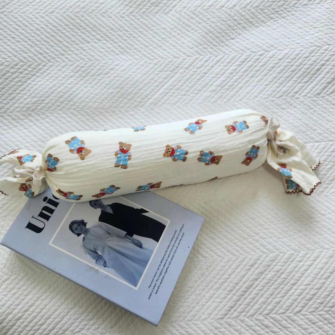 糖果形婴儿侧睡枕头纯棉宝宝圆柱抱枕靠枕安抚枕双层纱