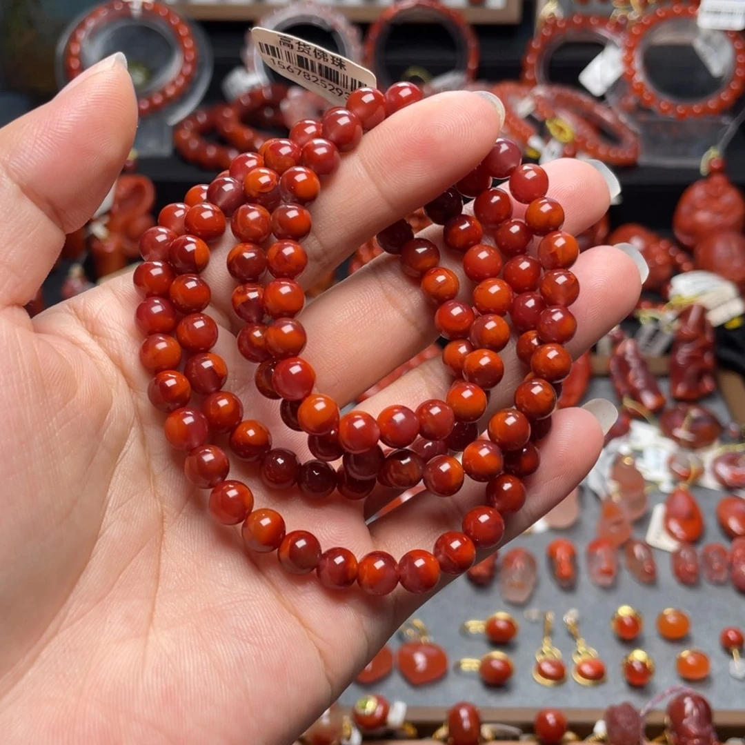 南红玛瑙未镶嵌7mm双色佛珠