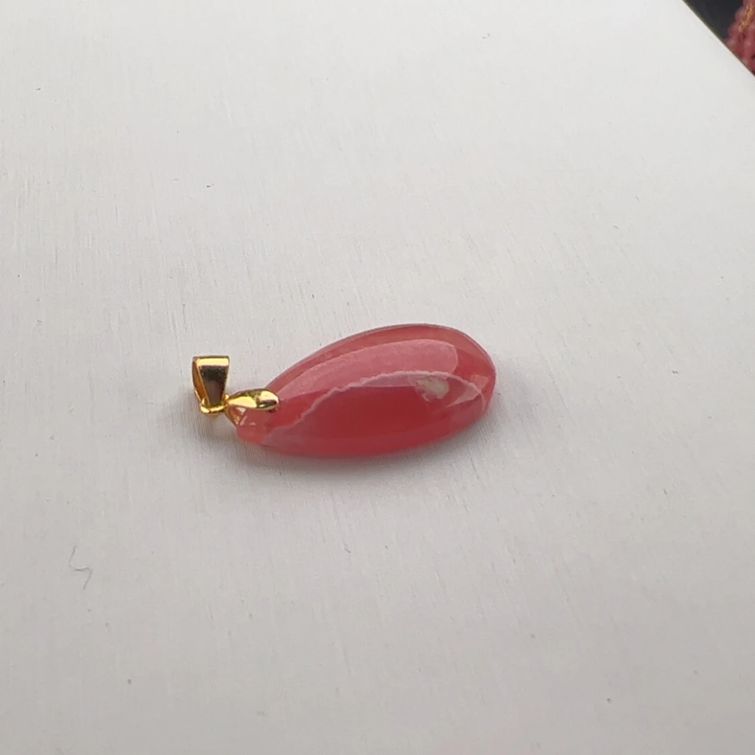 菱锰矿（红纹石）银S925镶嵌吊坠(不含链)