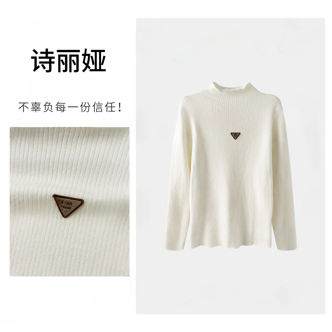 L & L 云云 三角皮标一体绒软糯针织衫打底内搭加绒加厚 1338