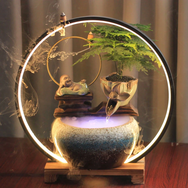 八马变色新中式流水器摆件