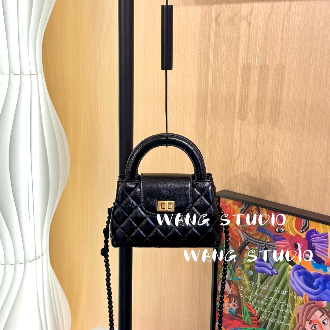 调调包包WANG STUDIO【经典黑！小众设计款 黑色小香风kelly】