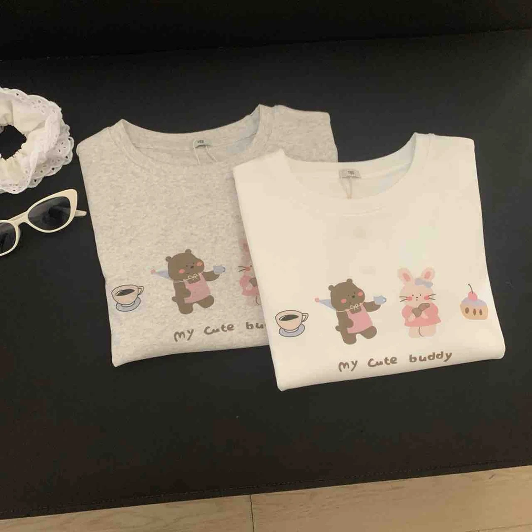 东大门韩系正肩小动物下午茶T
