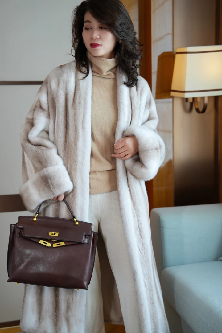 TM·温柔之谜❉【薰衣草】长款进口水貂貂皮大衣水貂皮草