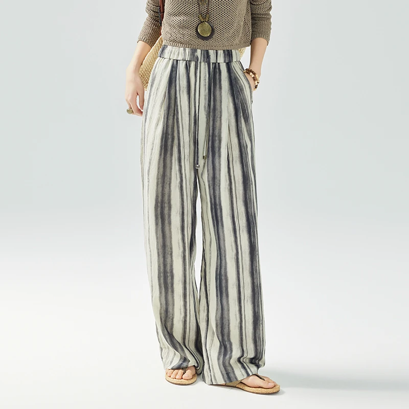 A美洋MEIYANG 笔墨休闲裤【商场同款】水墨印花直筒裤【大70】-周五