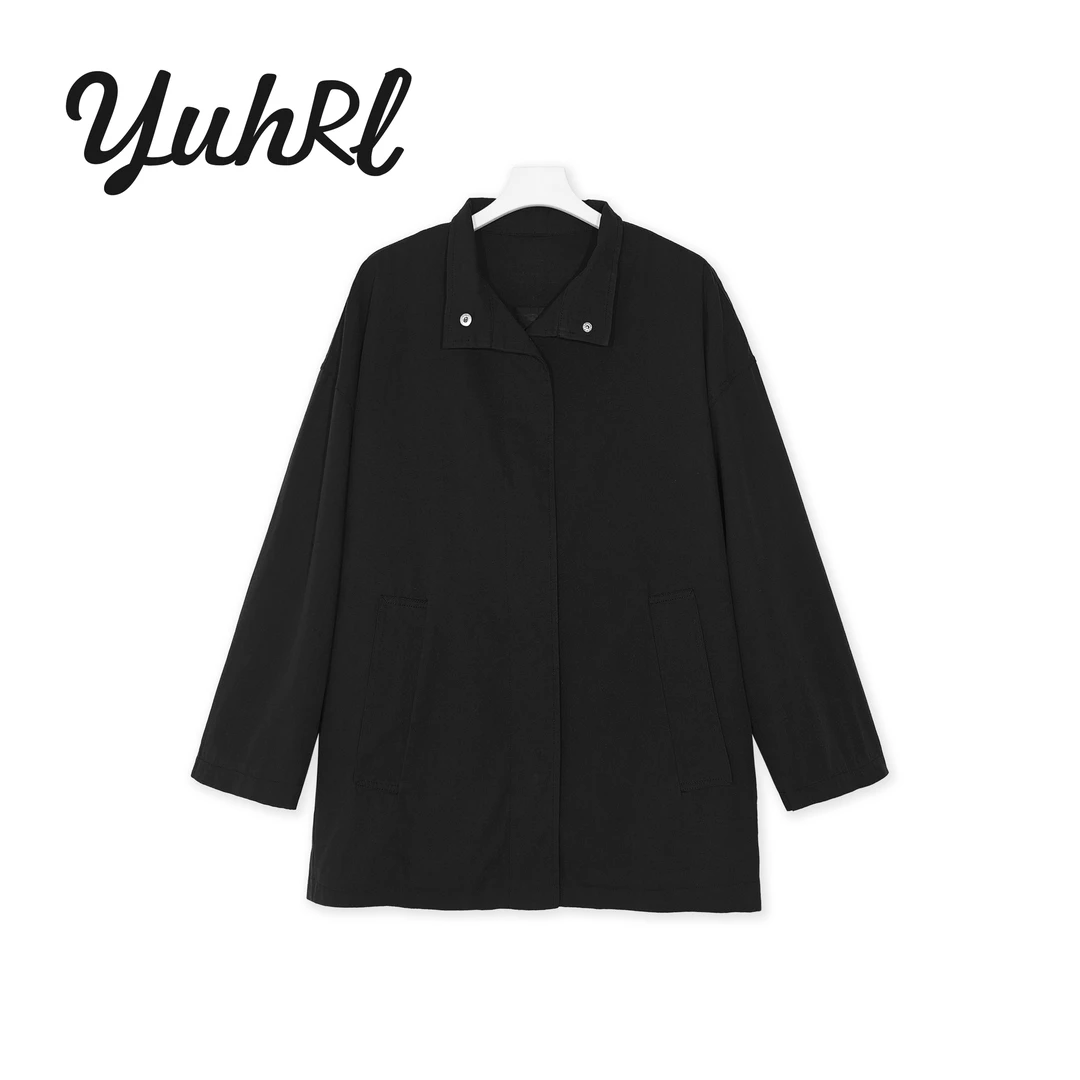 【澜时娜娜】时尚简约纯色慵懒风秋冬宽松版风衣外套#6431