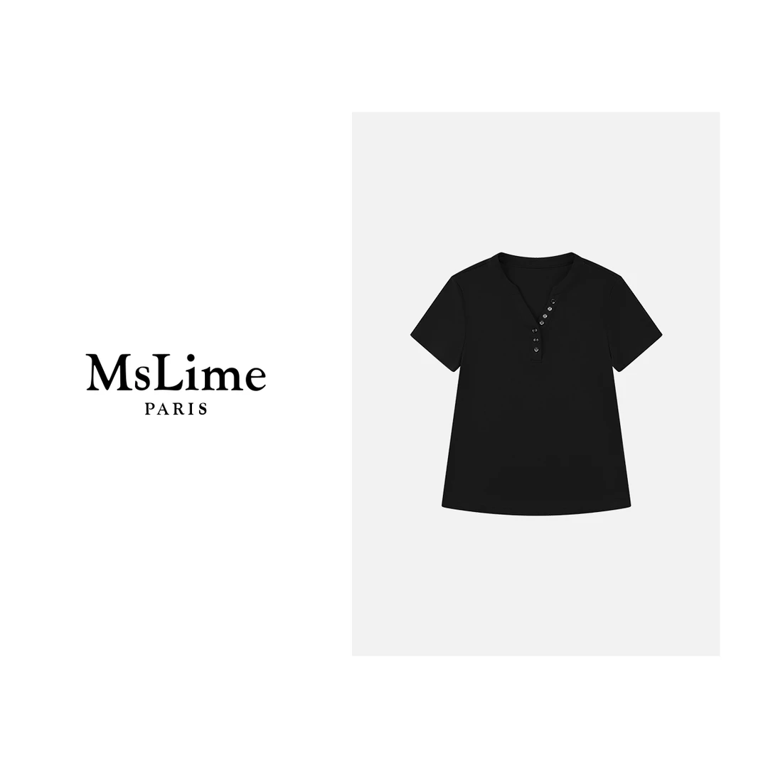 王嬛嬛MsLime25年春款"亨露"棉莱赛尔三色纽扣针织衫 HD2A0734